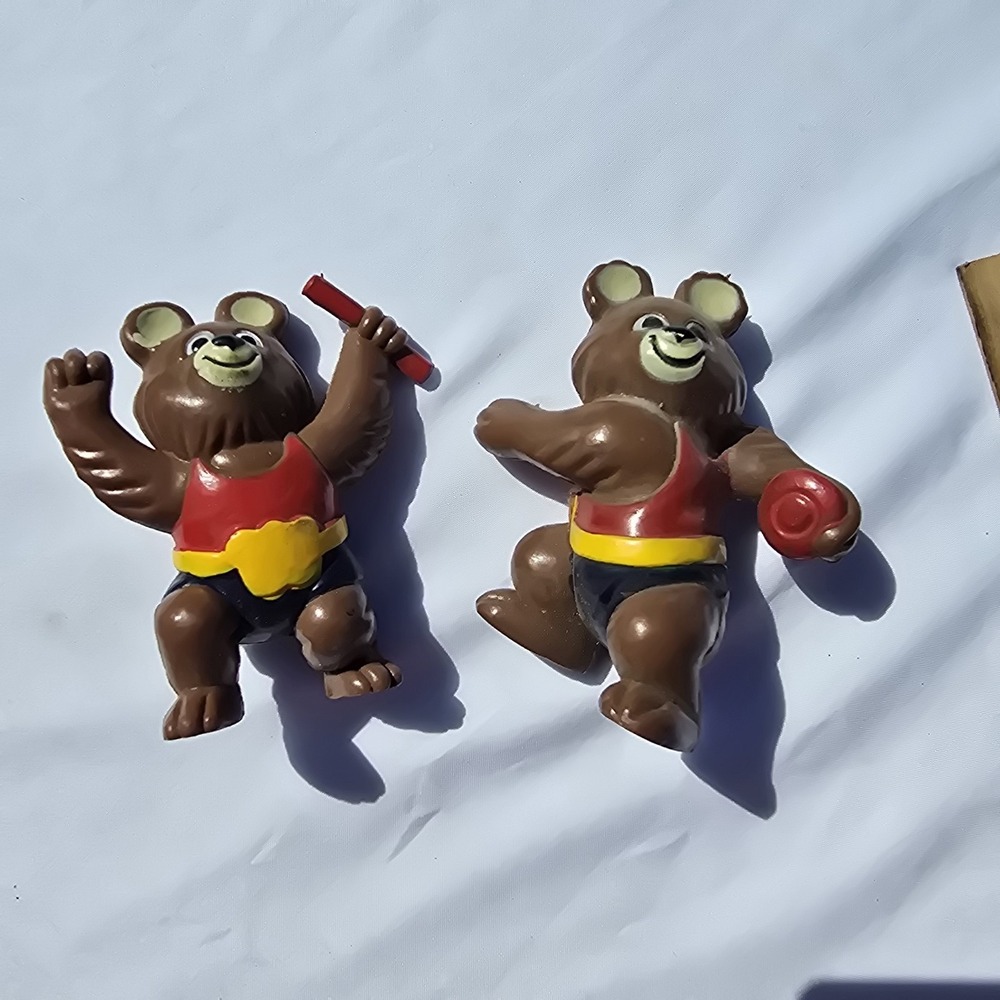 MOSCOW OLYMPICS MASCOT souvenir 1980 MISHA the BEAR Triathlon Set PVC FIGURE